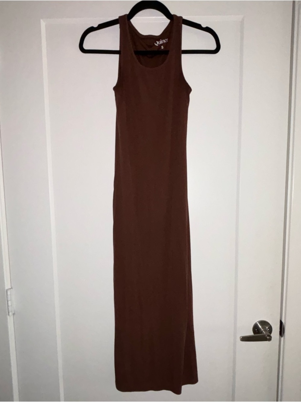 Quince Brown Sleeveless Ribbed Maxi Dress
